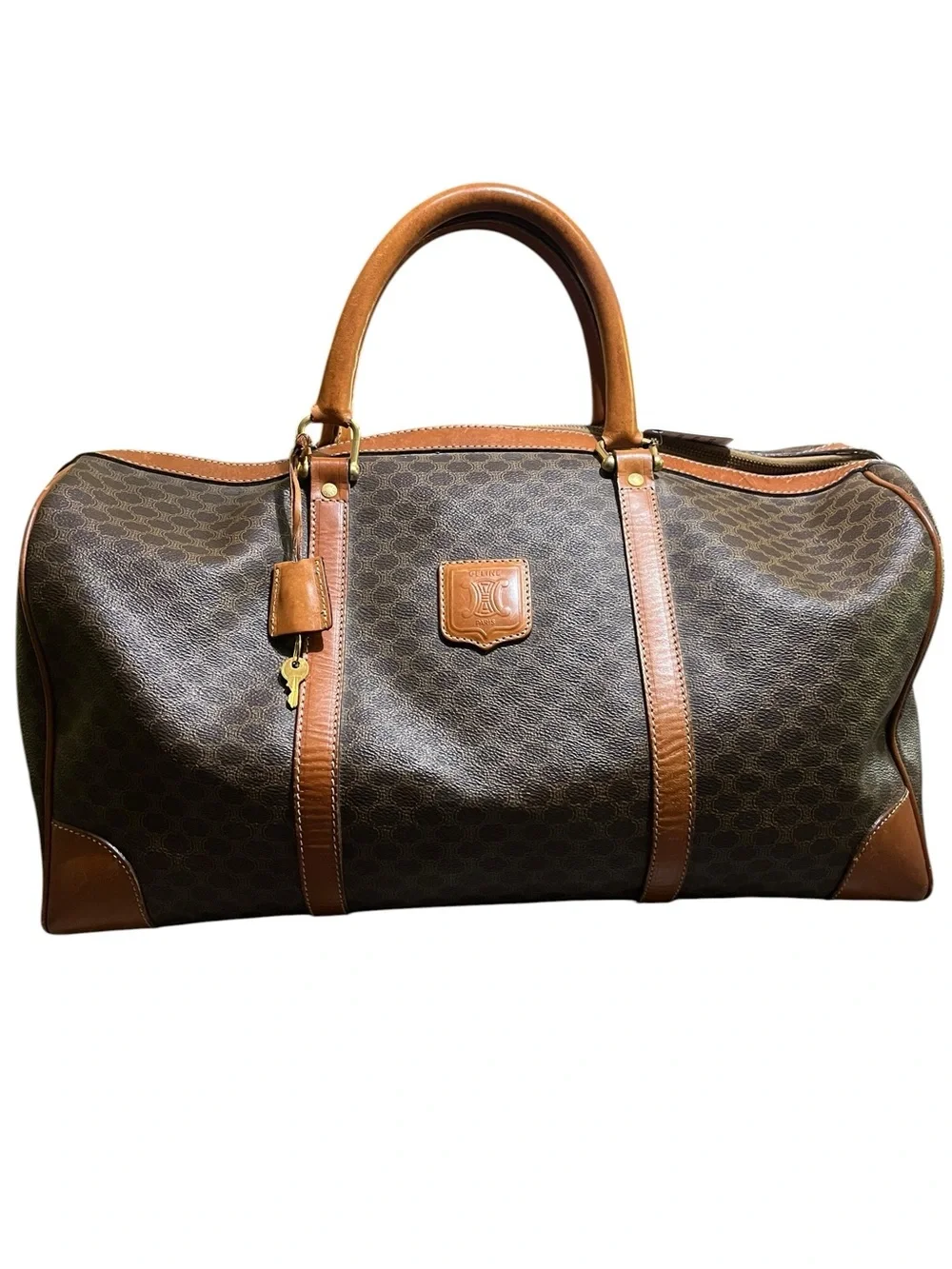 Celine Macadam Vintage Boston Bag Weekender Duffel Bag Authentic